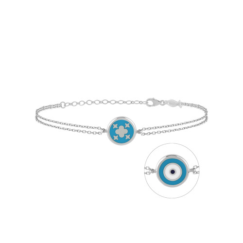 Clover Jewel Eye, Sterling Silver Bracelet.