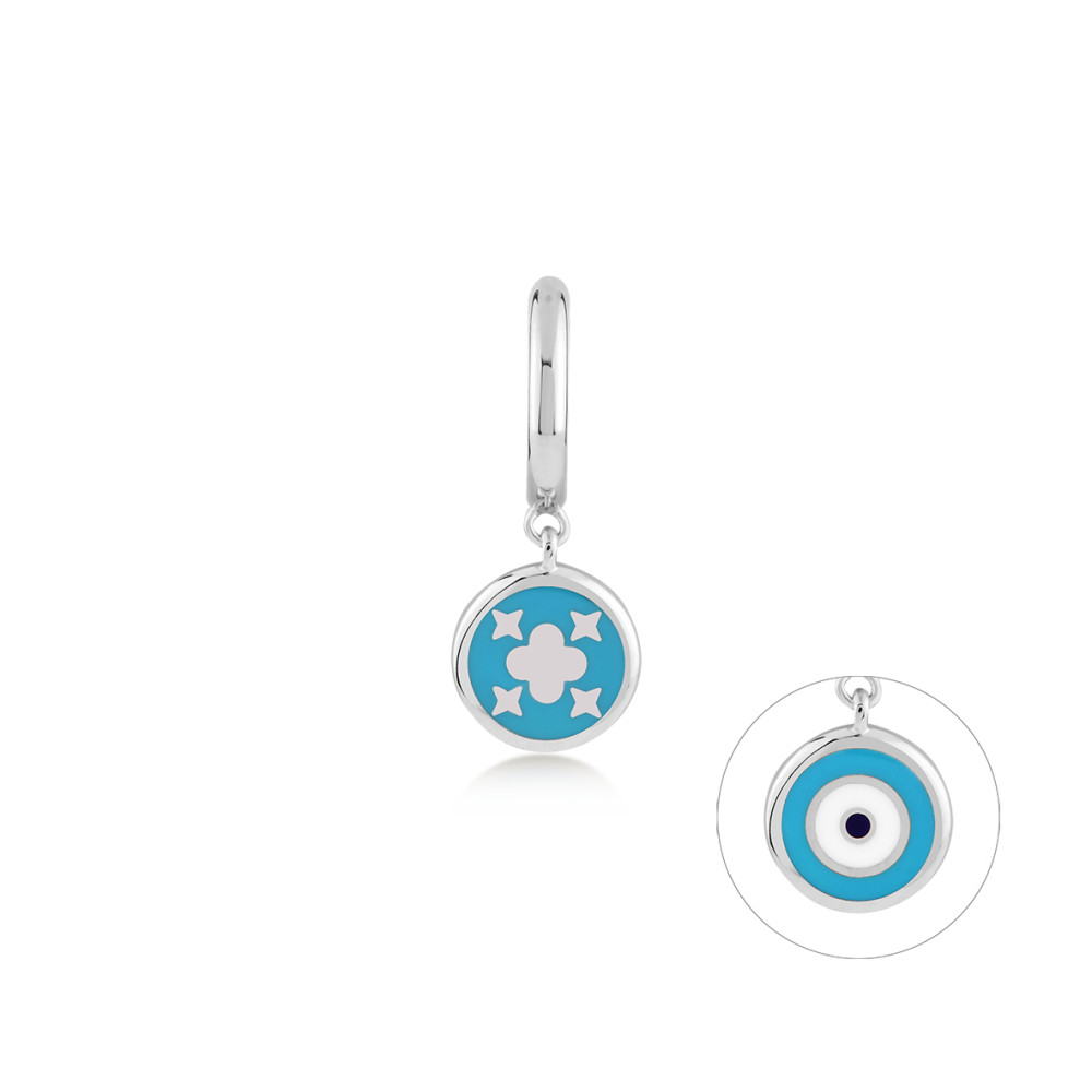 Clover Jewel Eye, Sterling Silver Earring (Sold INDIVIDUALLY).