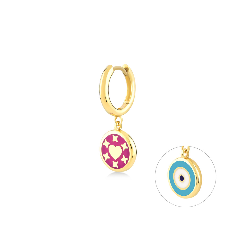 Heart Jewel Eye, Sterling Silver Earring (Sold INDIVIDUALLY).