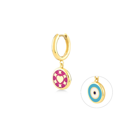 Heart Jewel Eye, Sterling Silver Earring (Sold INDIVIDUALLY).