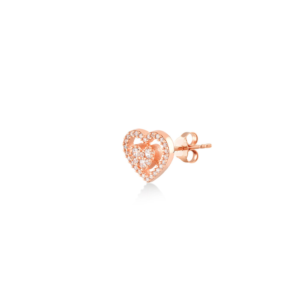 Mini Entourage Heart, Sterling Silver Earring (Sold INDIVIDUALLY).