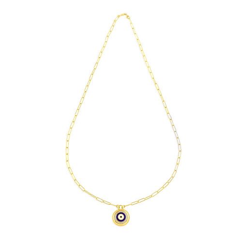 Jewel Eye Disc, Sterling Silver Necklace.