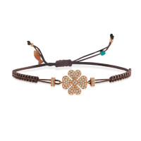 Heart Clover, Sterling Silver Bracelet (String).