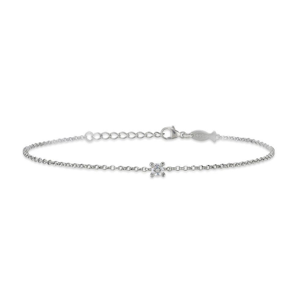 Solitaire, Sterling Silver Bracelet.