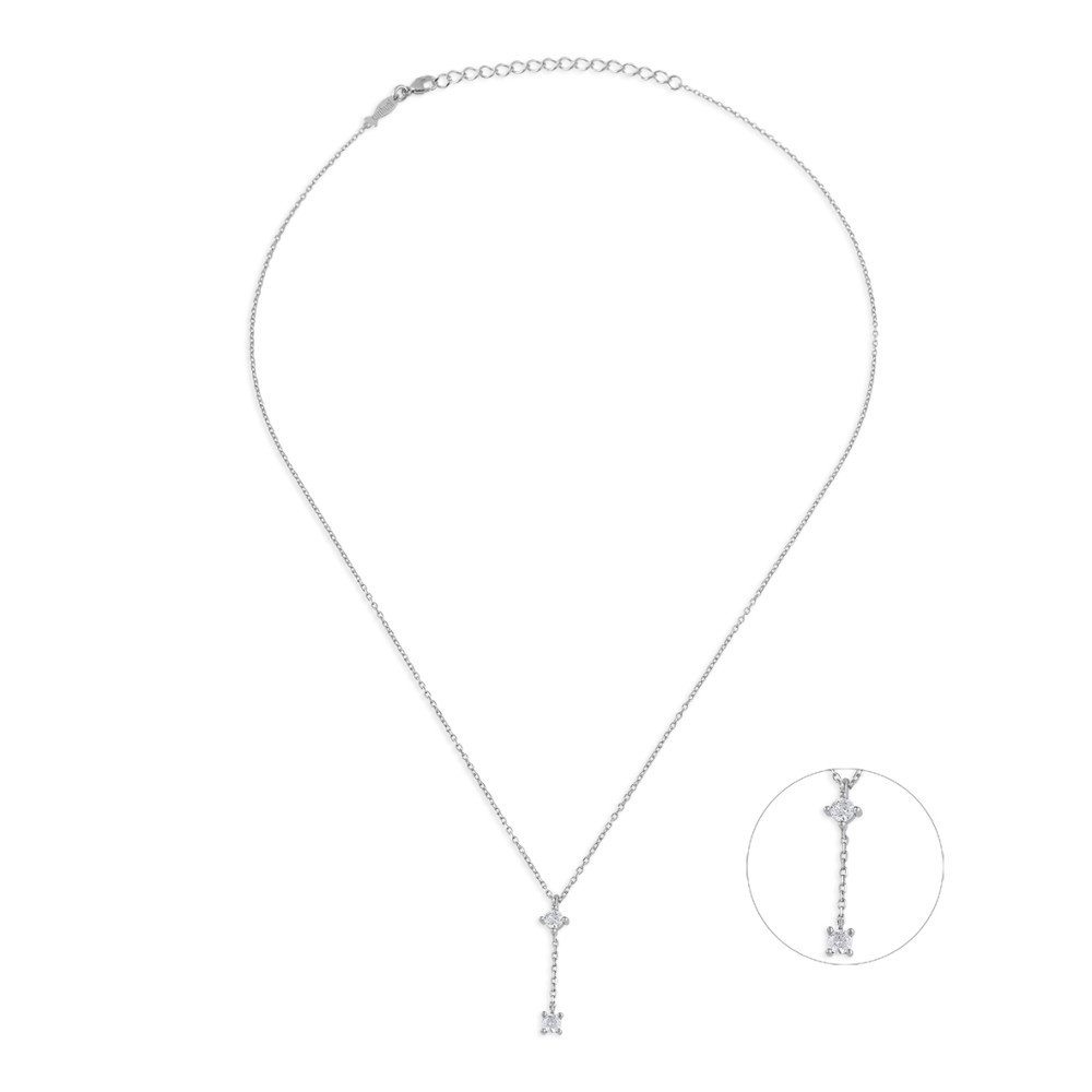 Solitaire, Sterling Silver Necklace.