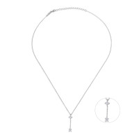 Solitaire, Sterling Silver Necklace.