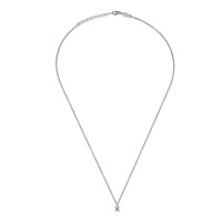 Solitaire, Sterling Silver Necklace.