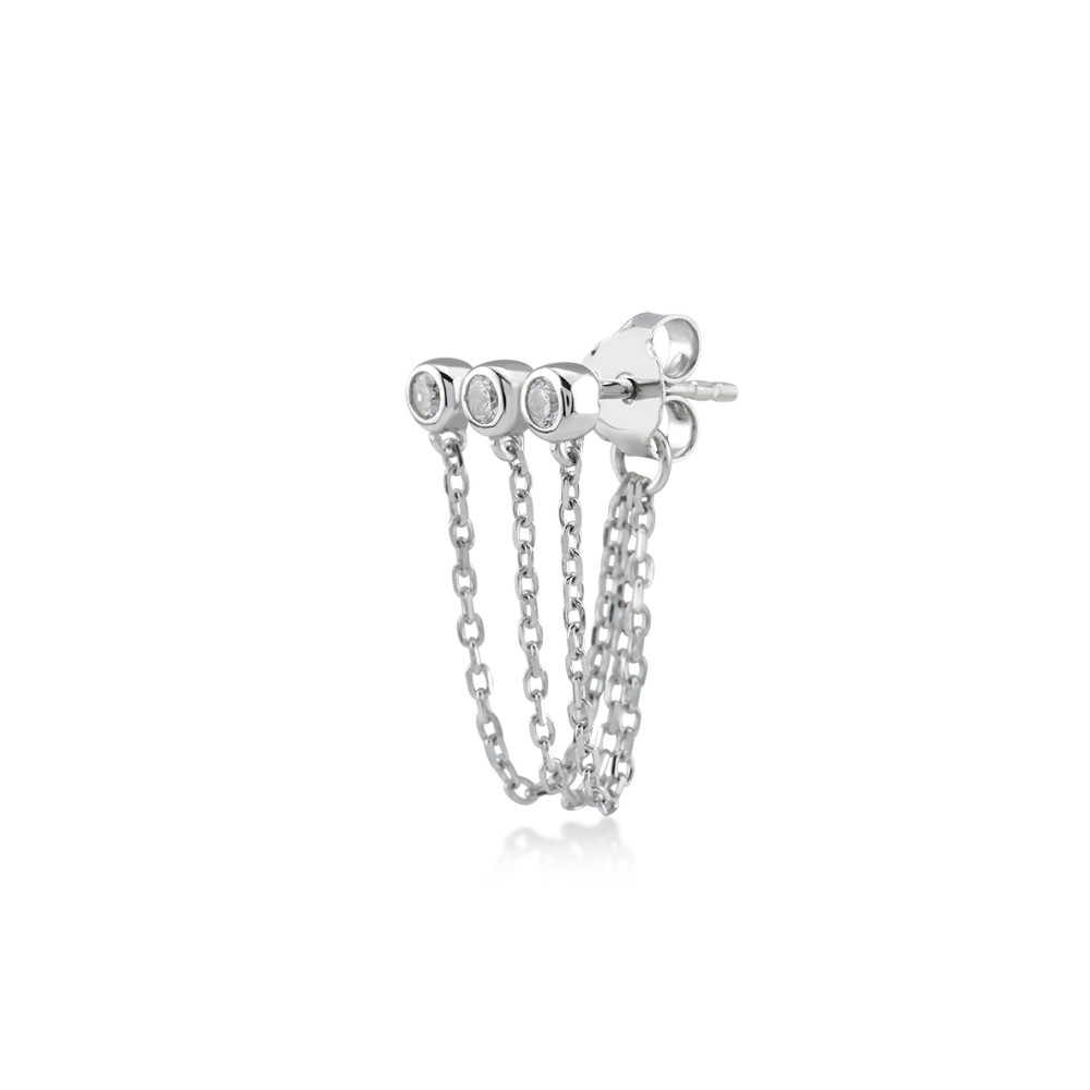 Tailed Triple, Sterling Silver Earring (Sold INDIVIDUALLY).