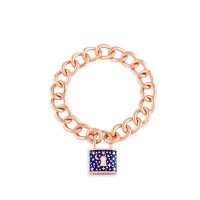 Moon&Star Padlock, Sterling Silver Bracelet.