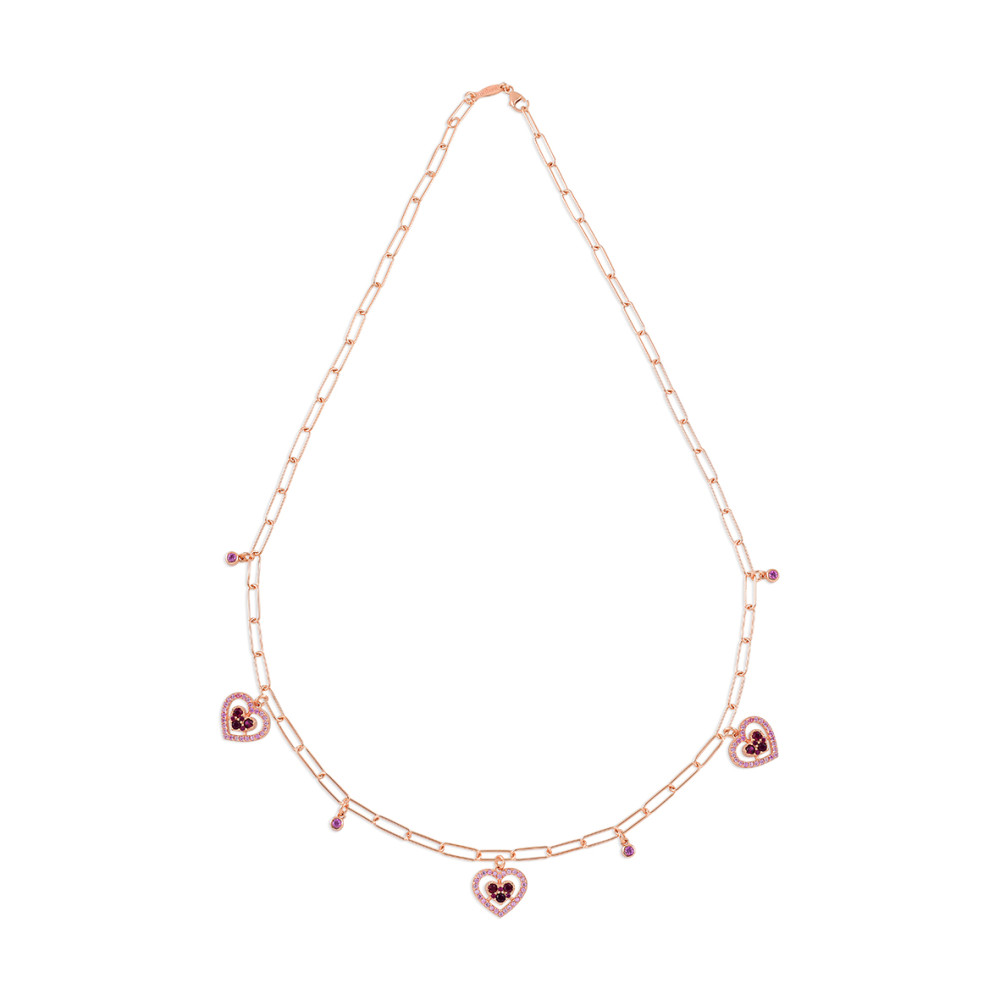 Midi Hearts Entourage, Sterling Silver Necklace.