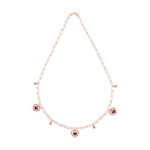 Midi Hearts Entourage, Sterling Silver Necklace.