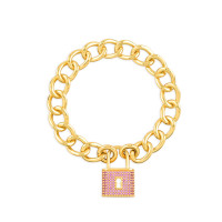 Rose Padlock, Sterling Silver Bracelet.