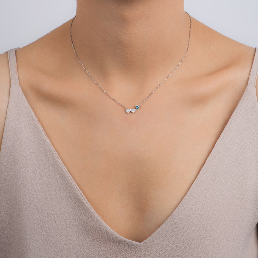 Twin Hearts, Sterling Silver Necklace.