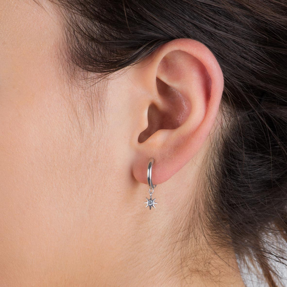 Mini Sun, Sterling Silver Earring (Sold INDIVIDUALLY).