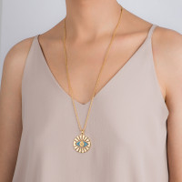 Sun Nazar Pendant, Sterling Silver Necklace.